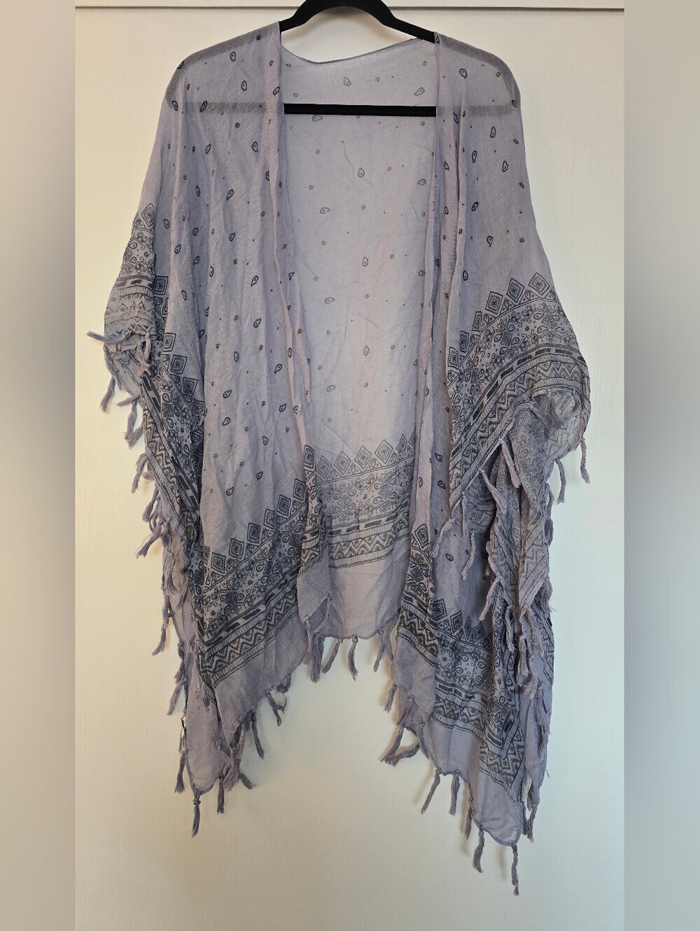 Light Purple-Blue Oh Bohemian Bandana Print Lightweight Poncho